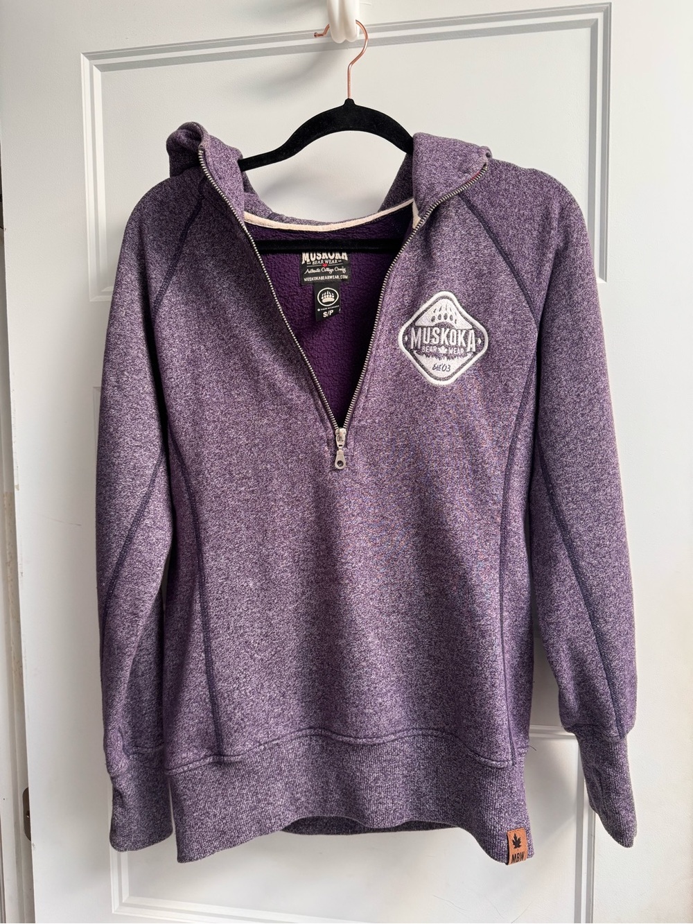 Muskoka Bear Wear Purple Half-Zip Hoodie Sweater